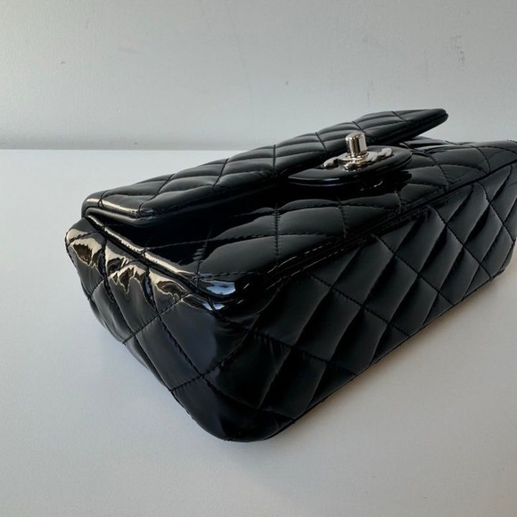 Chanel cf mini rectangle flap bag patent black - Picture 6 of 10